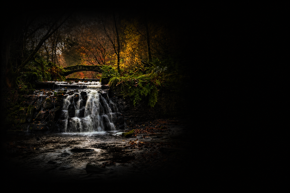 waterfall at our gothic wedding venue lancashire
