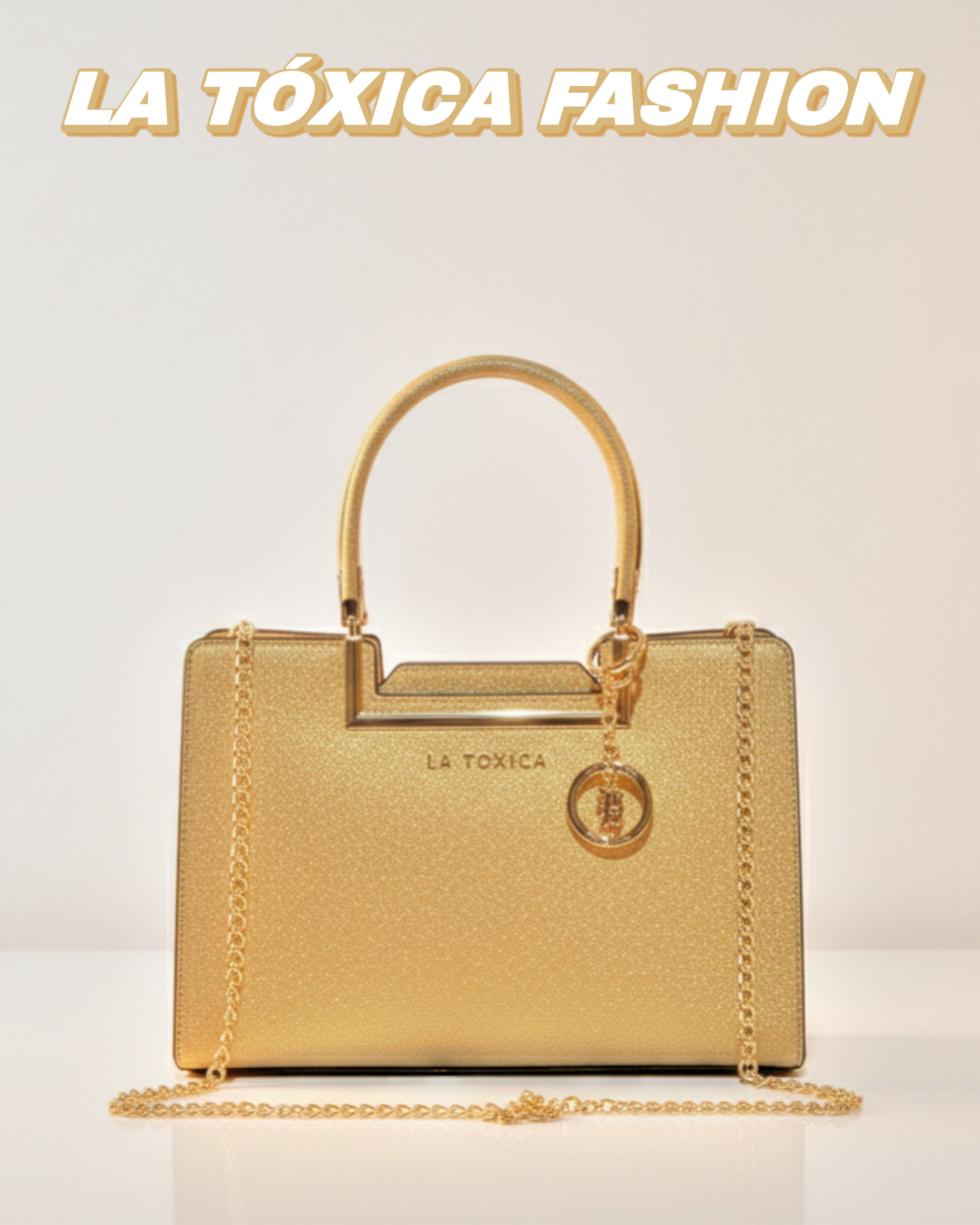 La Toxica Oro Crossbody & Handbag Purse - Gold Color, Chain Strap, Stylish Desig