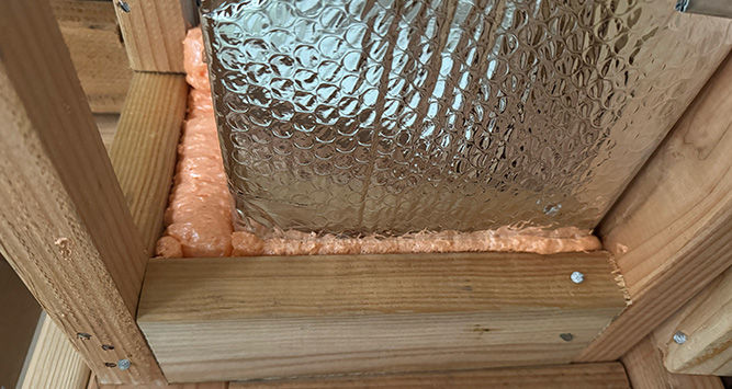 fire foam applied to gaps in a soffit