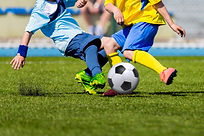 Soccer players colliding