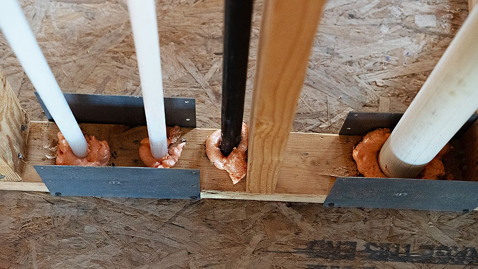 fire foam applied to penetrations in bottom plate