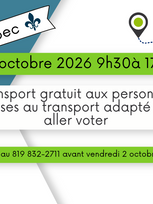 Élections provinciales du 5 octobre : Transport gratuit pour aller voter!