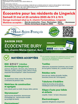 Écocentre mobile : samedi 31 mai 2025 - Collecte de gros rebuts : Mardi 10 juin 2025 