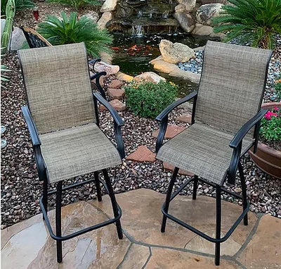 Two Outdoor Kitchen Barstools Built in Swivels and Arm Rest