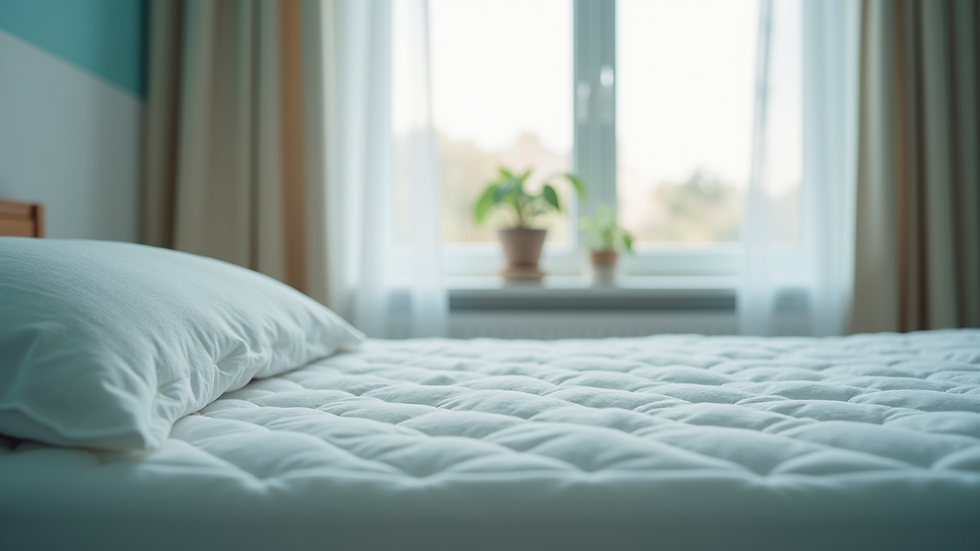 Close-up view of a pressure relief mattress on a hospital bed in a home care room