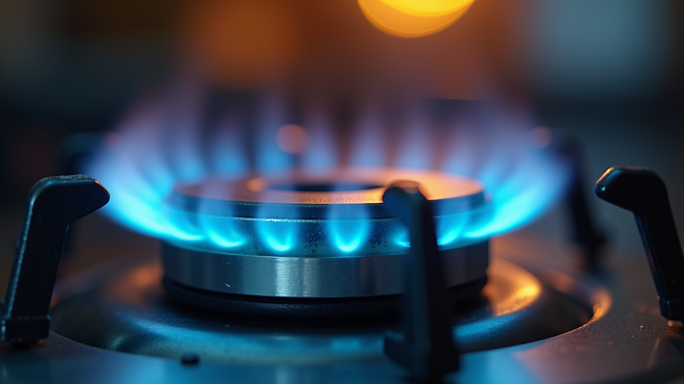 Close-up view of a gas burner with visible clogged ports