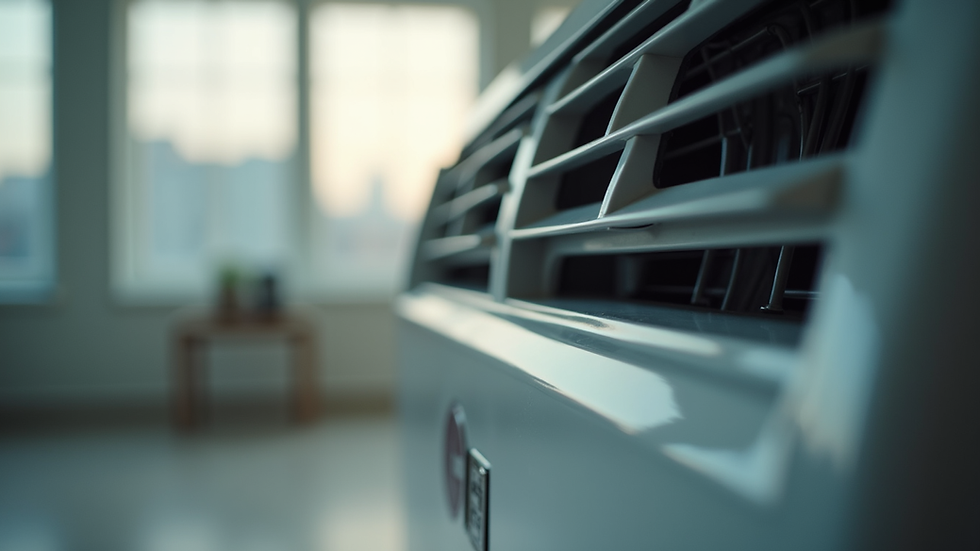 Close-up view of LG air conditioner unit showing vents and control panel