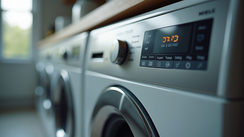Close-up view of a Miele washing machine control panel