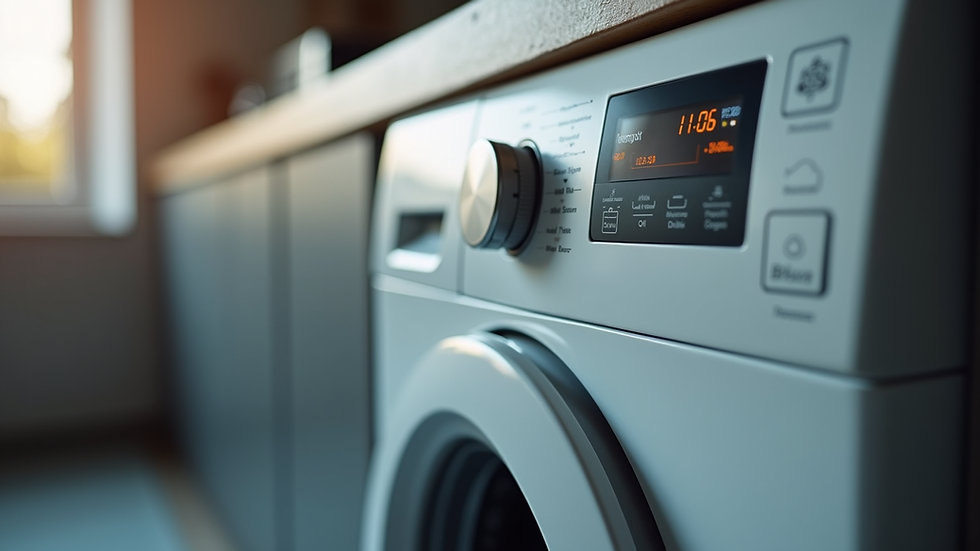 Close-up view of a Siemens washing machine control panel