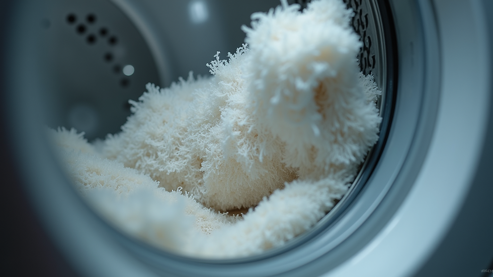 Close-up view of a tumble dryer lint filter being cleaned