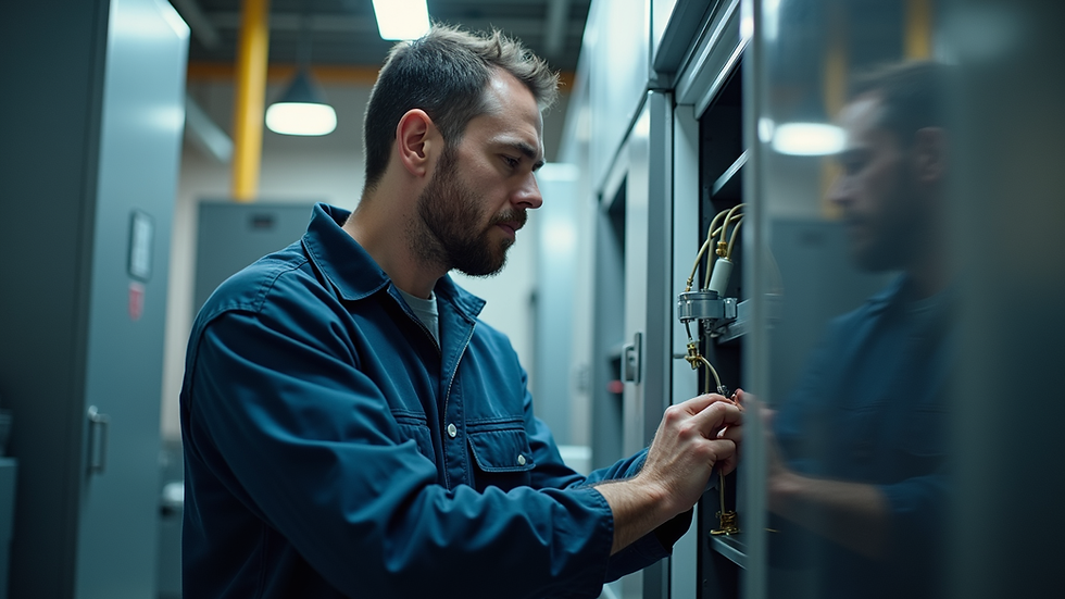Close-up view of a technician repairing a fridge compressor
