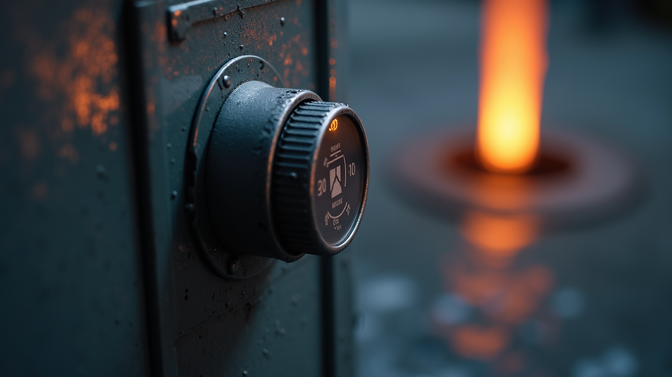 Close-up view of an electric geyser thermostat and heating element
