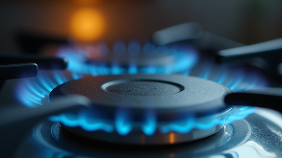 Close-up view of a stove burner with visible clogged ports
