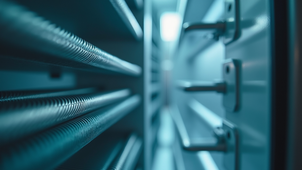 Close-up view of Siemens refrigerator condenser coils