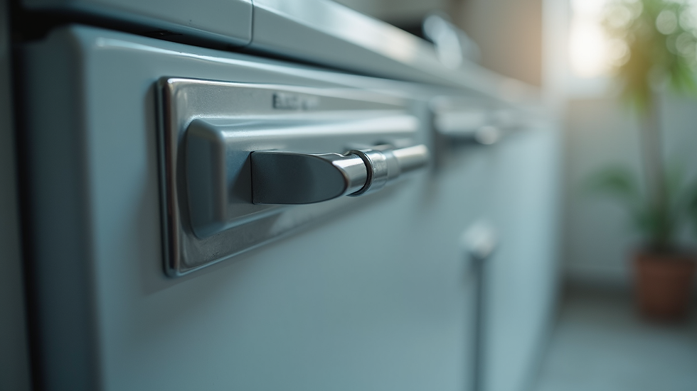 Eye-level view of dishwasher door latch mechanism