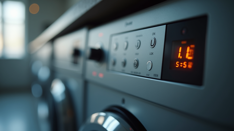 Close-up view of dishwasher control panel with buttons and display