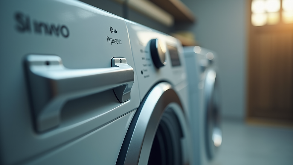 Close-up view of LG washing machine door latch