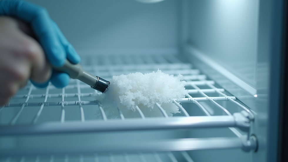 Close-up view of a clean refrigerator coil being maintained