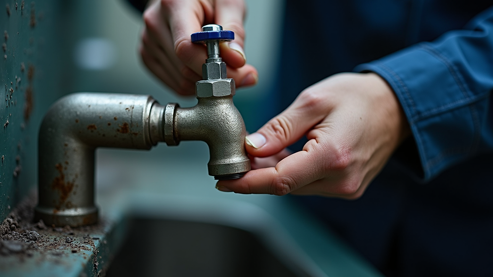 Close-up view of a tap valve stem being repaired