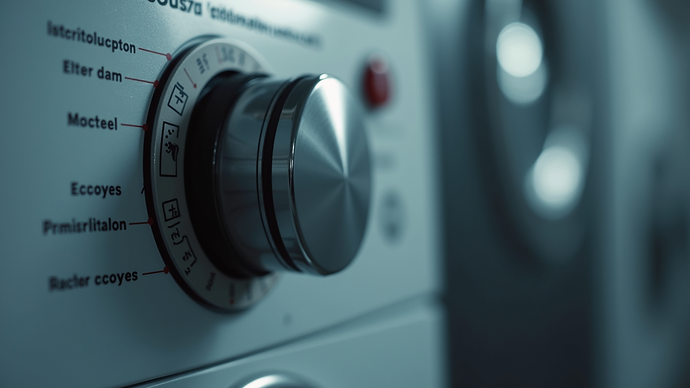 Close-up view of a washing machine control panel showing an error code