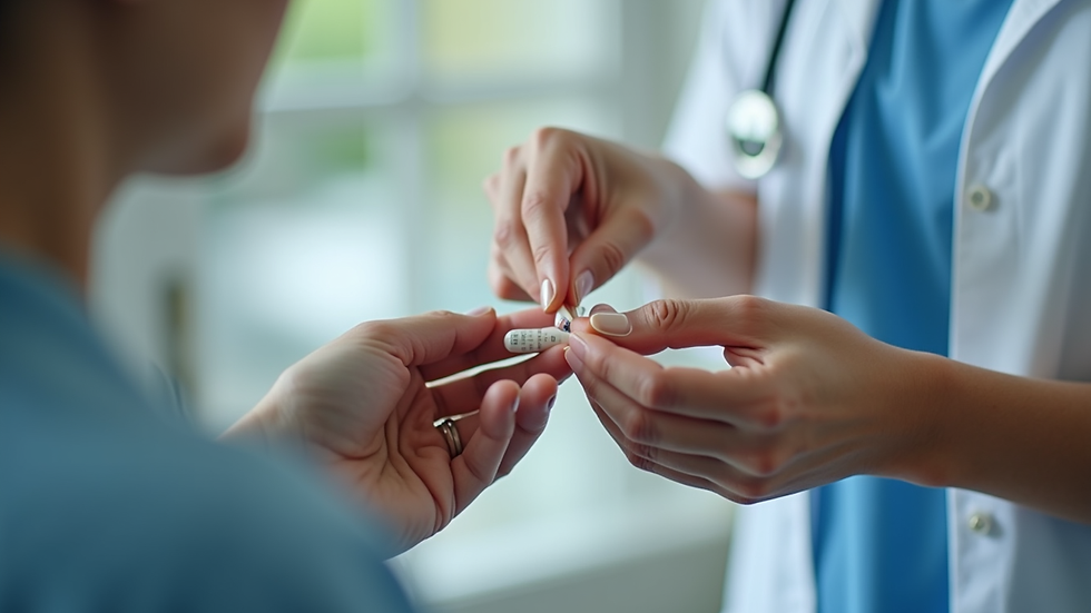 Close-up of nurse preparing medication for home patient