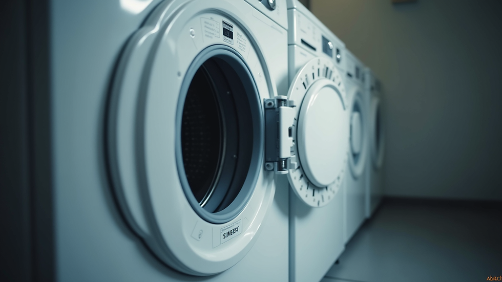 Eye-level view of a Siemens tumble dryer with the door open