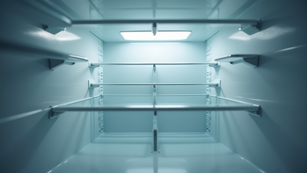 Eye-level view of a clean and well-maintained fridge interior
