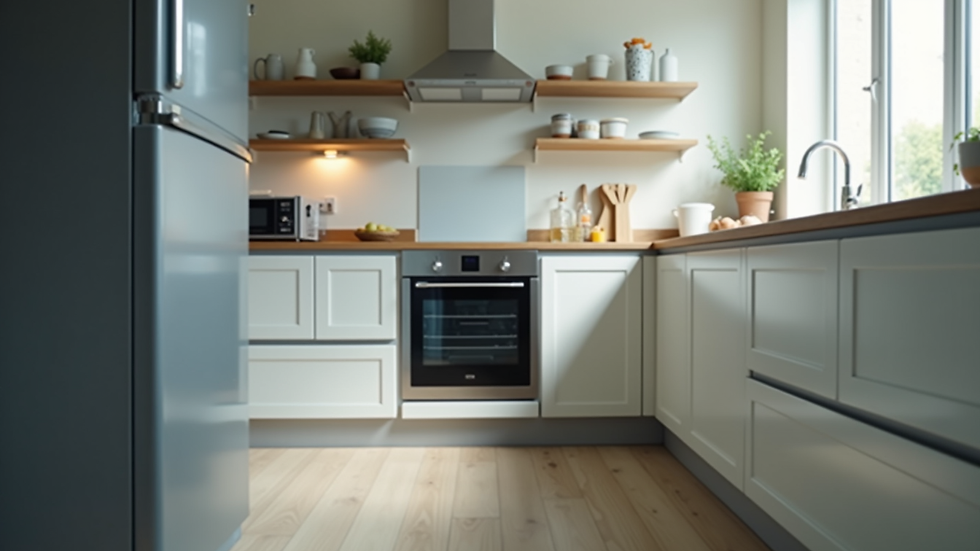 Eye-level view of a clean kitchen with an Electrolux oven