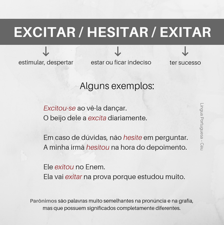 Excitar / Hesitar / Exitar