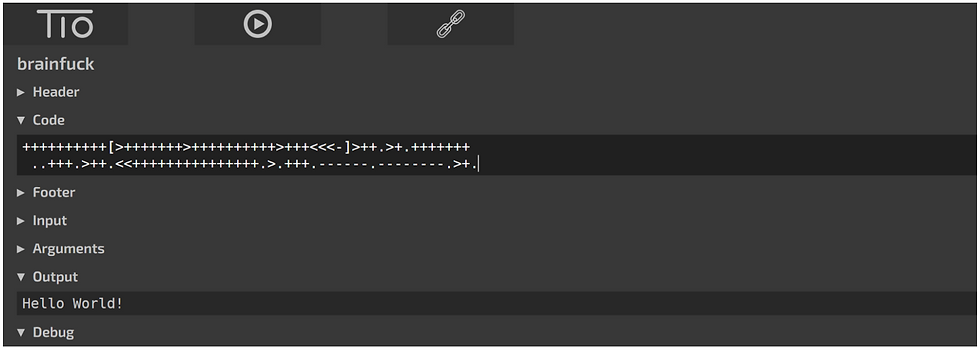 Brainfuck Code Snippet