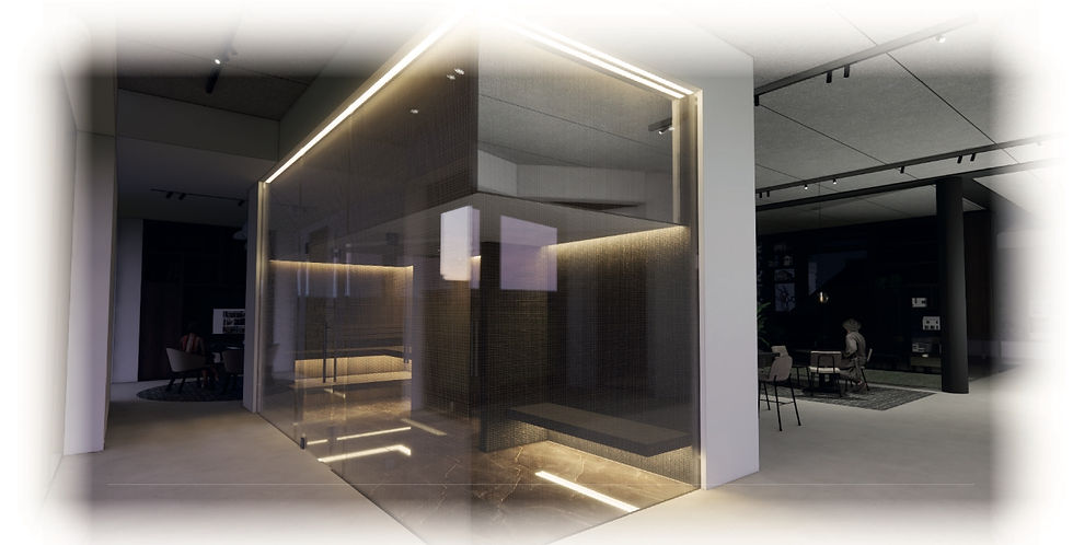 impressie ontwerp speciale wellnessruimte met voorbeelden van sauna + doucheruimten | by M+R