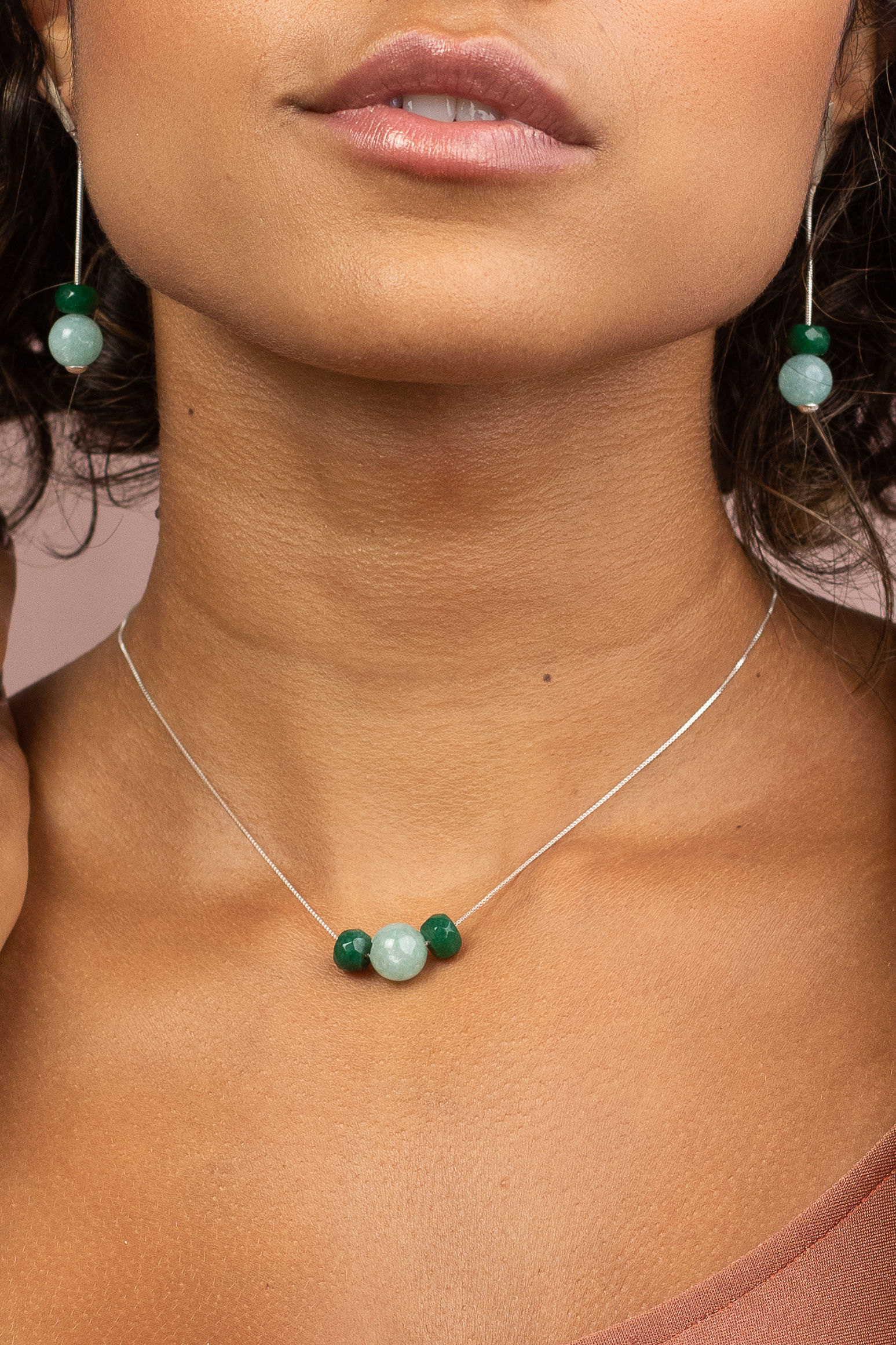 Colar Irís com Amazonita e Jade Verde