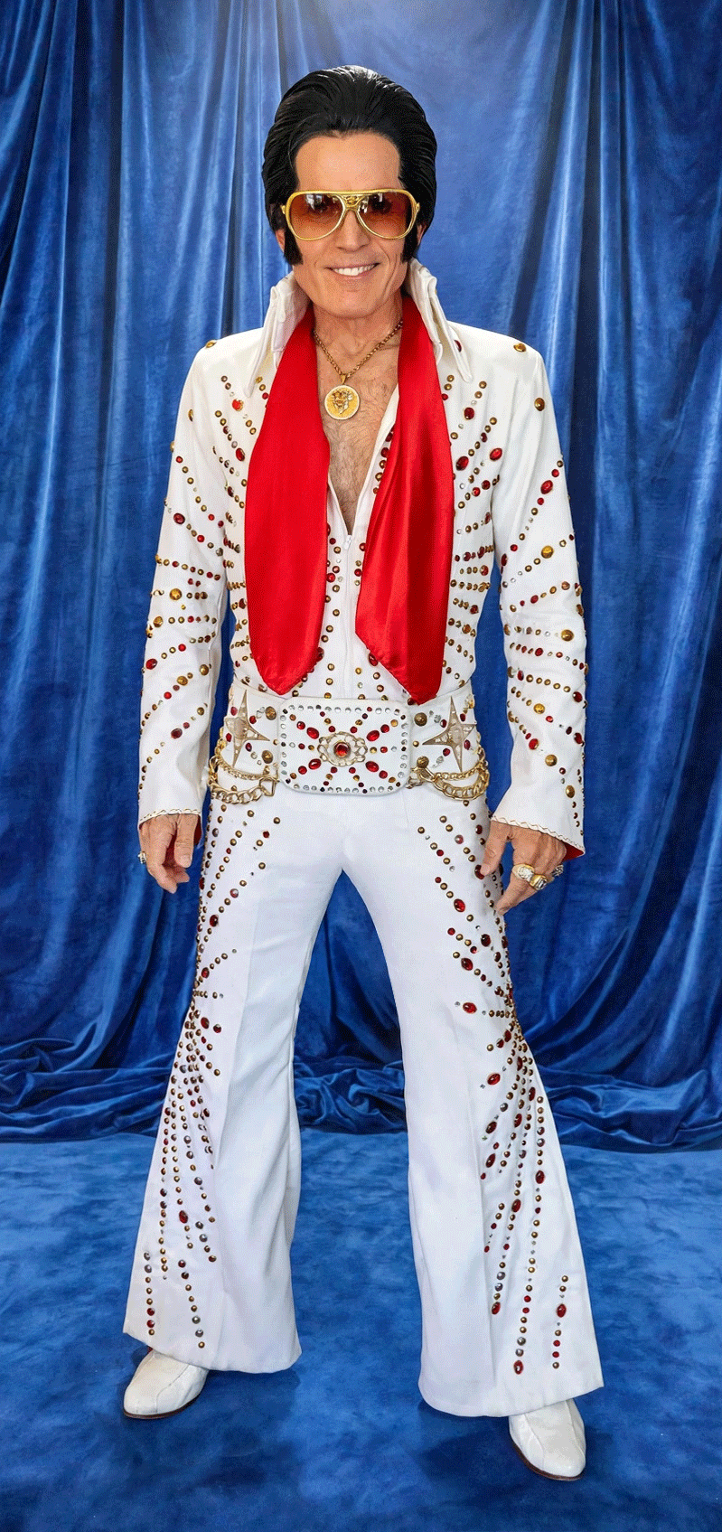 Elvis singing telegram - Las Vegas wearing red starburst jumpsuit