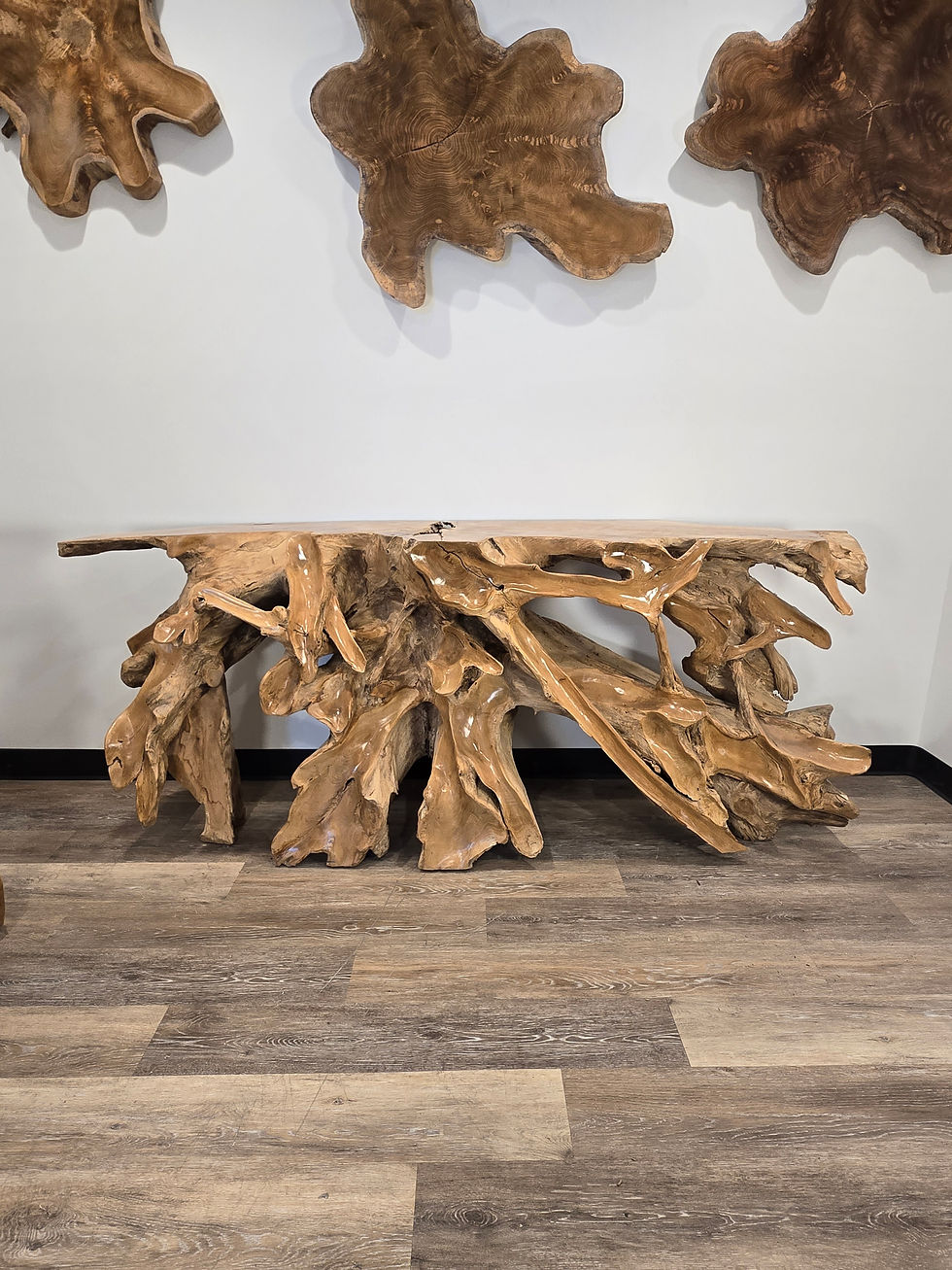 Thumbnail: 6 ft Carved Teak Root Console Table