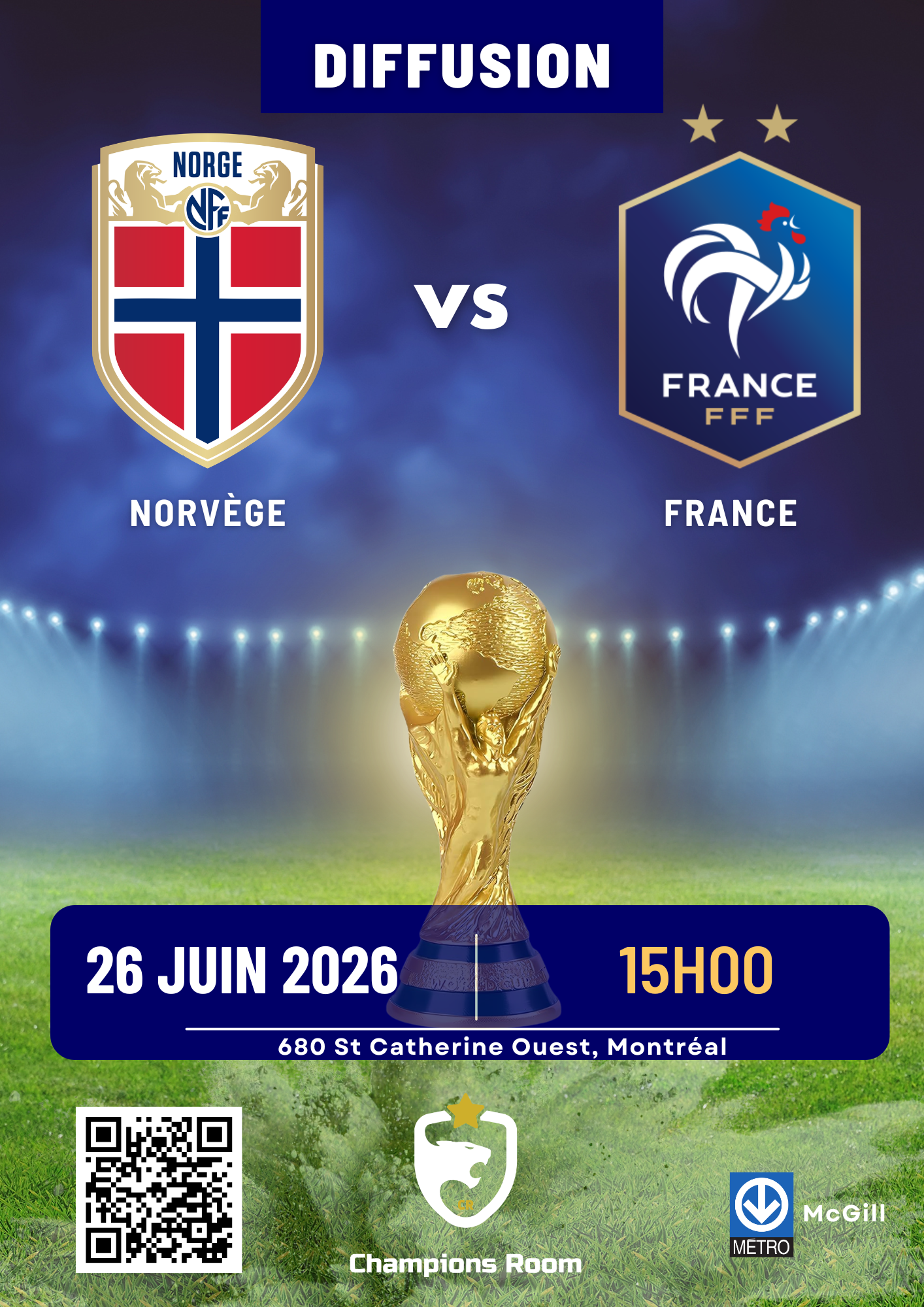 Norvège vs France - 26 Juin 2026 - 15h00