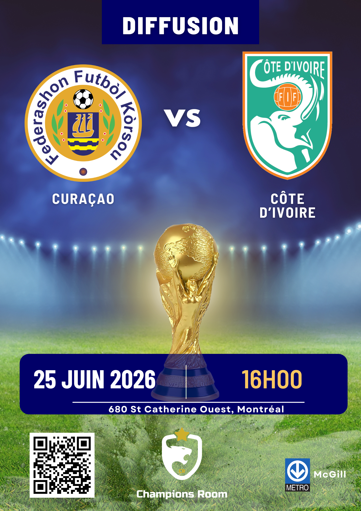 Curaçao vs Côte d'Ivoire - 25 Juin 2026 - 16h00