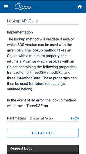 Version 2 mobile single API call details page