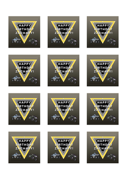 Monster Jam Custom Name Labels for Dessert