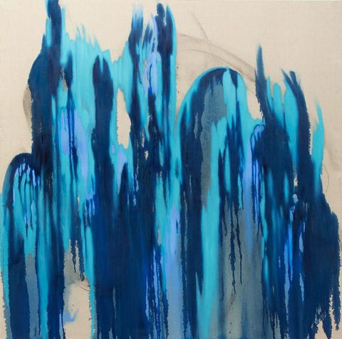 'Skin Acts. Blue'. Oil and charcoal on canvas. 160x160cm. 2025.