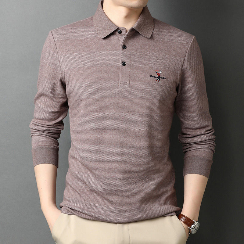 Miniatura: 2025 High End New Fashion Brand Striped Designer Embroidery Casual Turn Down Col