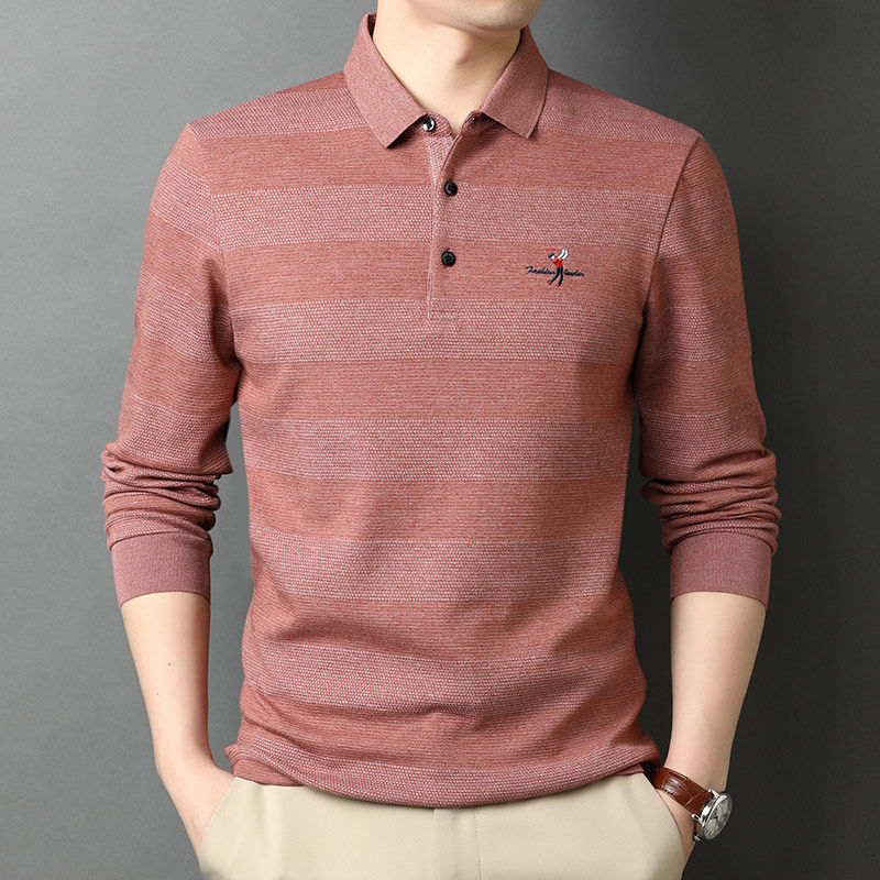 Miniatura: 2025 High End New Fashion Brand Striped Designer Embroidery Casual Turn Down Col