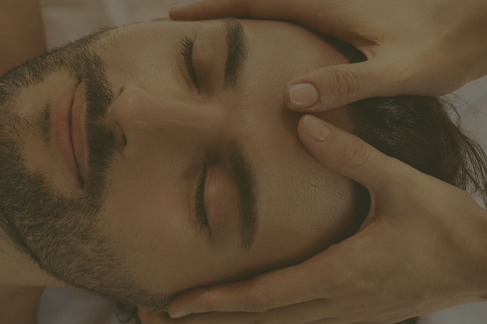 man relaxing with head massage
