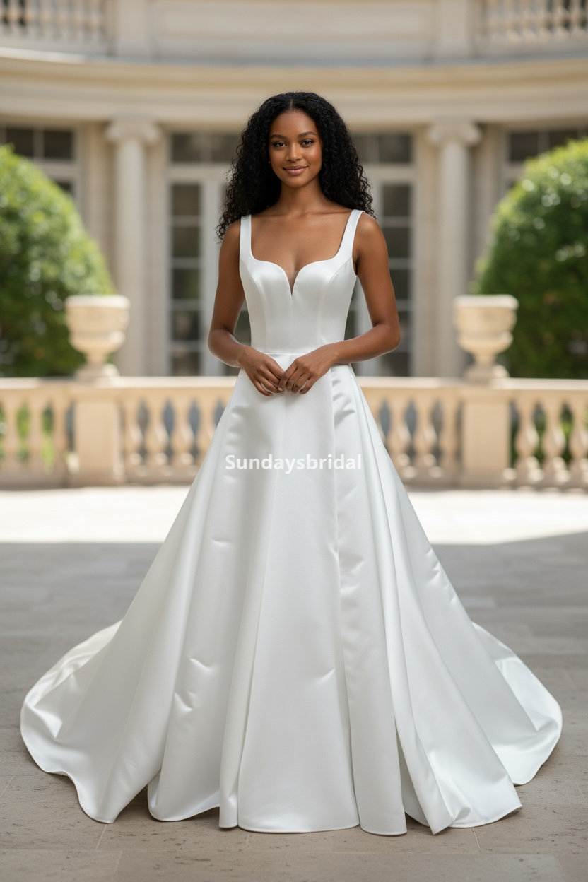 SundaysBridal Ivory Satin Gown – Size 2