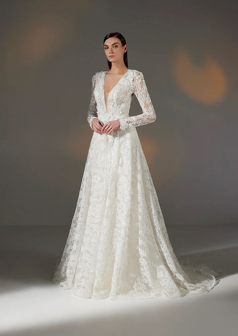 long sleeve timeless wedding dress Sareh Nouri Timeless Lace Ball Gown