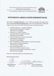 Potvrzení o absolvování odborné praxe