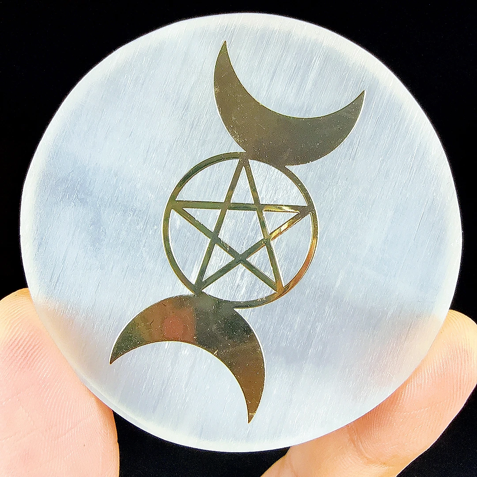 Miniatura: Placa de Selenita Natural com Símbolos Sagrados – Limpeza Energética e Energ