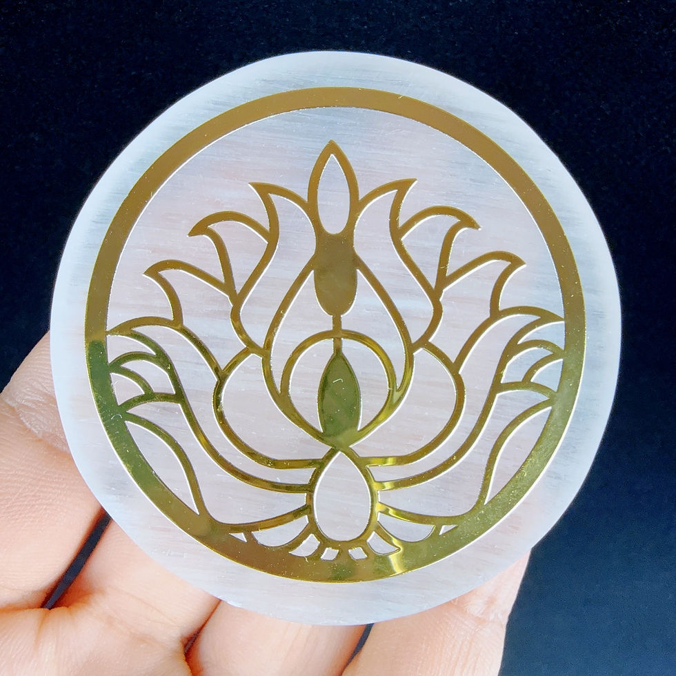 Miniatura: Placa de Selenita Natural com Símbolos Sagrados – Limpeza Energética e Energ