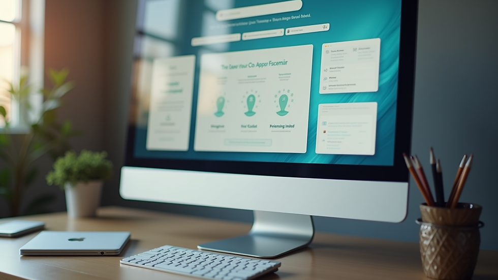 Close-up view of a desktop screen displaying a clean, modern website template