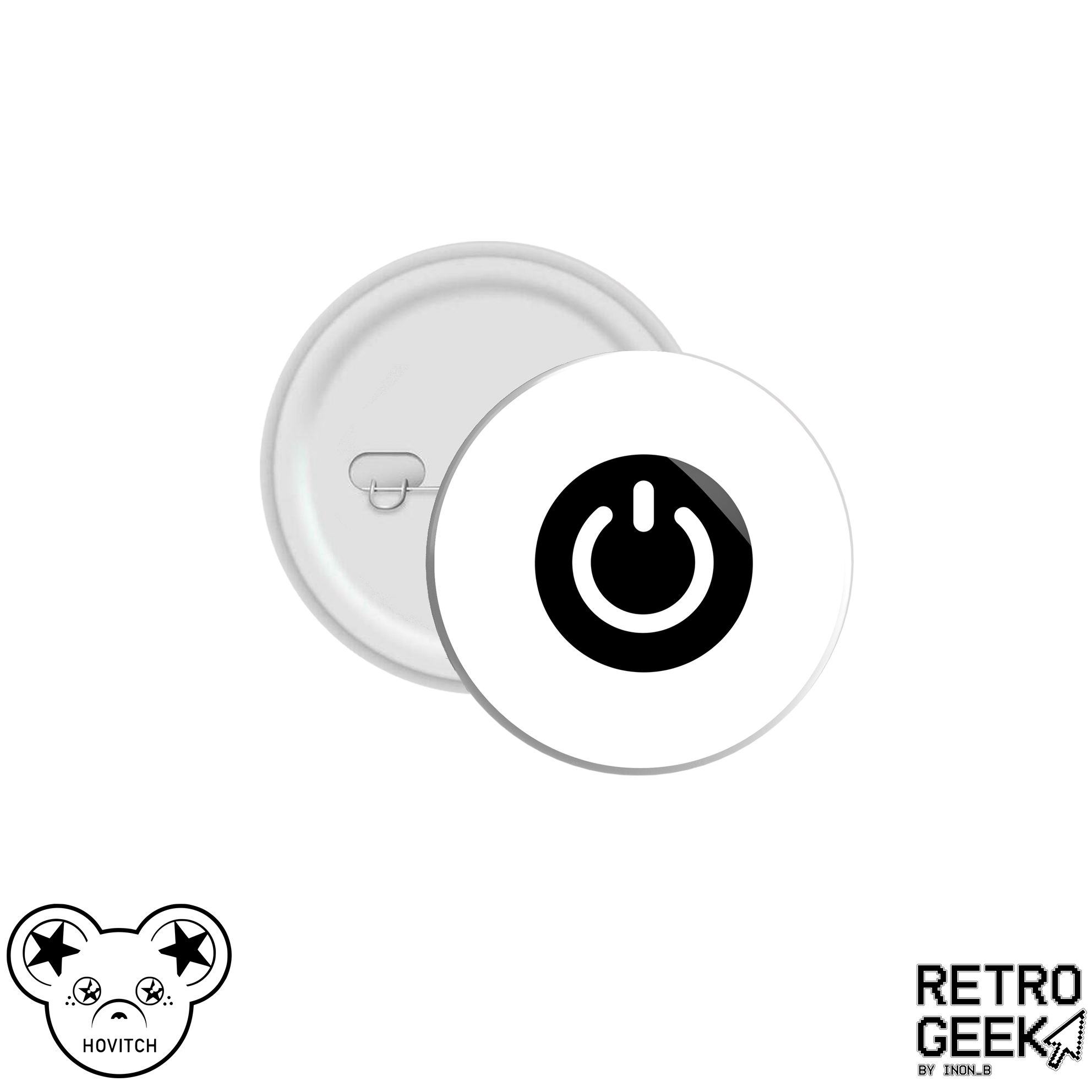 RetroGeek-On Button-pin- סיכת כפתור-כפתור הפעלה-רטרו גיק