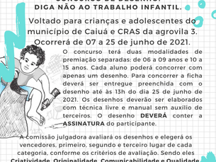 Concurso de desenho:Diga Não ao Trabalho Infantil.